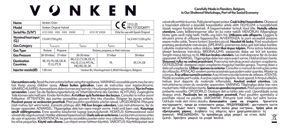 Vonken Original Met Gasmodule