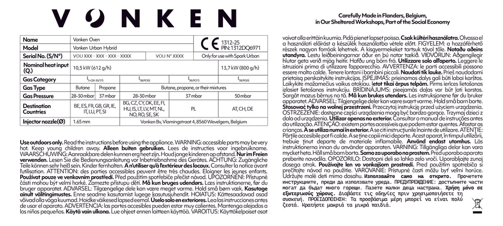 Vonken Urban Met Gasmodule